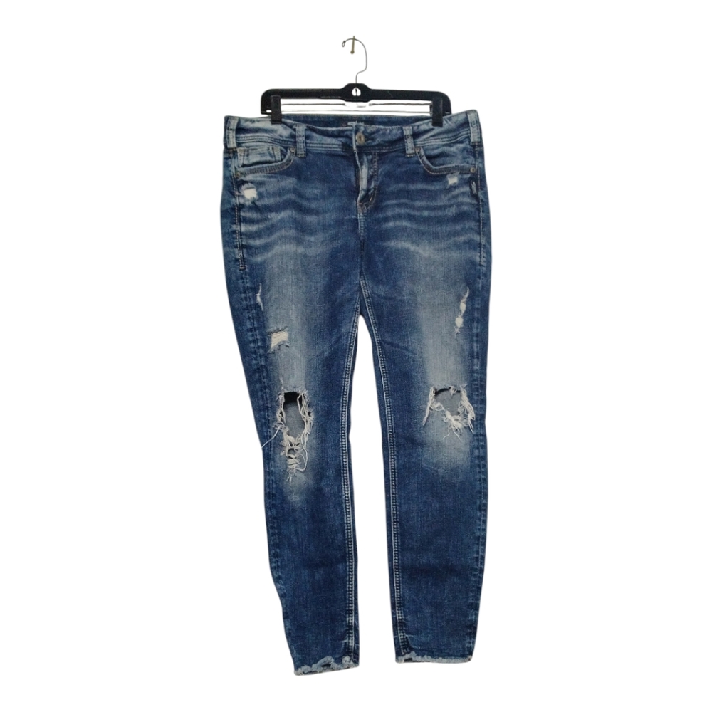 Silver Suki Mid Skinny Distressed Jeans Size W34/L27